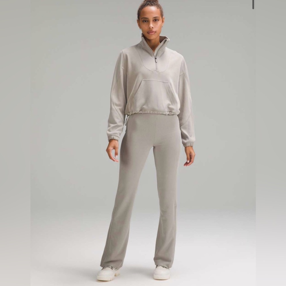 Lululemon Brushed Softstreme Ribbed Half Zip Sweatshirt Riverstone size 8